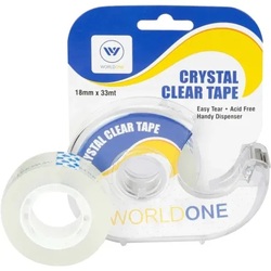 Worldone CRYSTAL CLEAR TAPE DISPENSER 18mm x 33mt